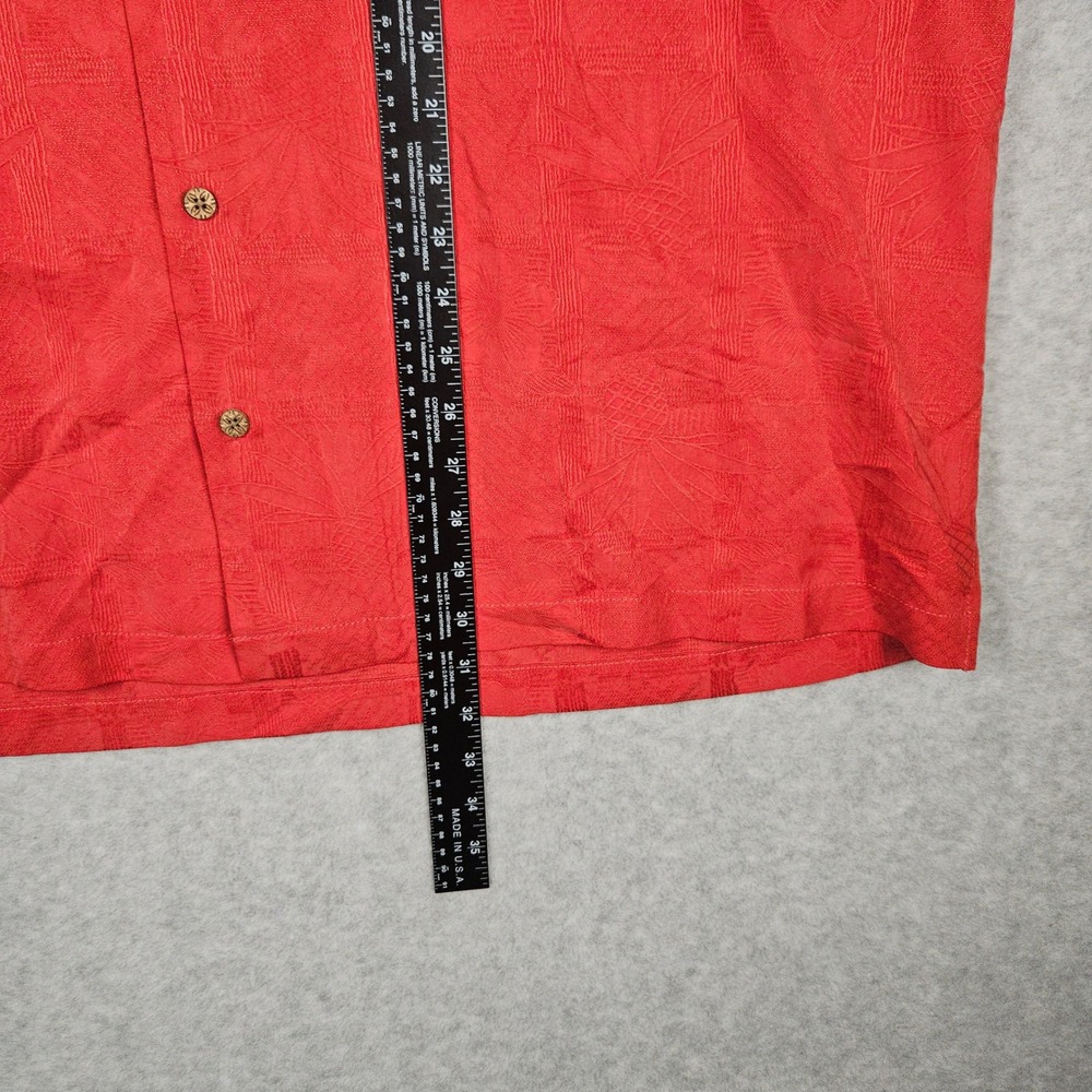 Tommy Bahama Men XXL Red Shirt Silk Jacquard Tropical Aloha Hawaiian Loop Collar - Picture 6 of 6